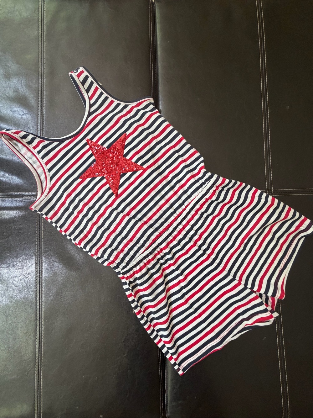 Place - Red, White & Blue Striped Sequin Star Romper
